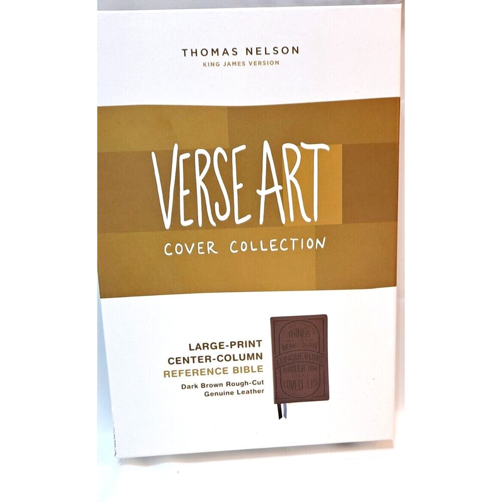 KJV Reference Bible: Verse Art Cover, Personal Size, Dark Brown Genuine Leather